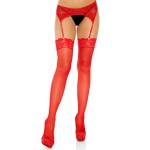 Leg Avenue Sheer Thigh Highs With Lace Tops Red UK 6 to 12