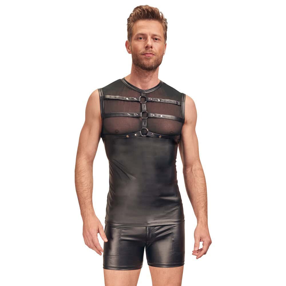 NEK Matte Look Shirt With Chest Harness Black NEK Matte Look Shirt With Chest Harness Black