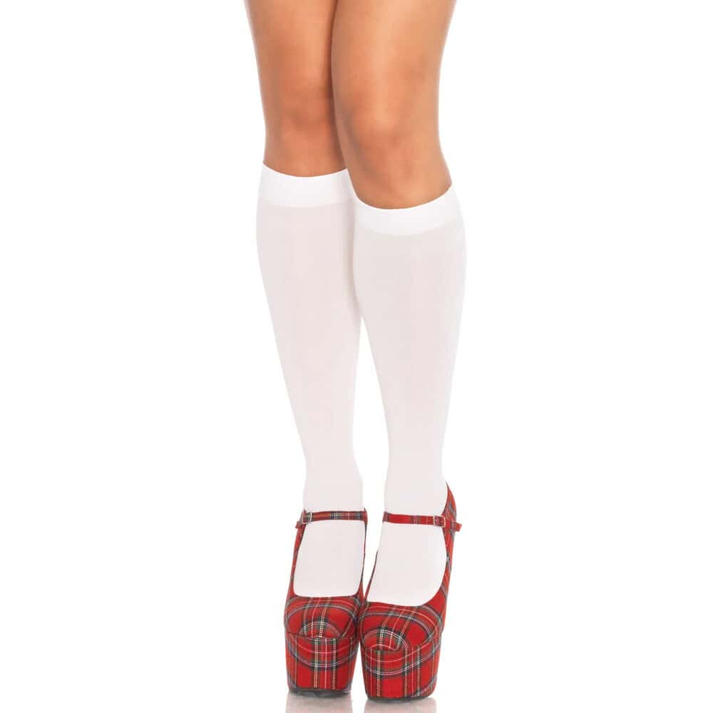 Leg Avenue Nylon Knee Highs White UK 6 to 12 Leg Avenue Nylon Knee Highs White UK 6 to 12