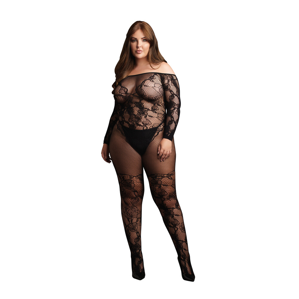 Le Desir Bodystocking With Off Shoulder Long Sleeves Le Desir Bodystocking With Off Shoulder Long Sleeves