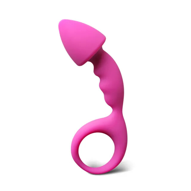 Pink Silicone Curved Comfort Butt Plug Pink Silicone Curved Comfort Butt Plug