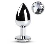 Large Metal Anal Plug With Clear Crystal Large Metal Anal Plug With Clear Crystal