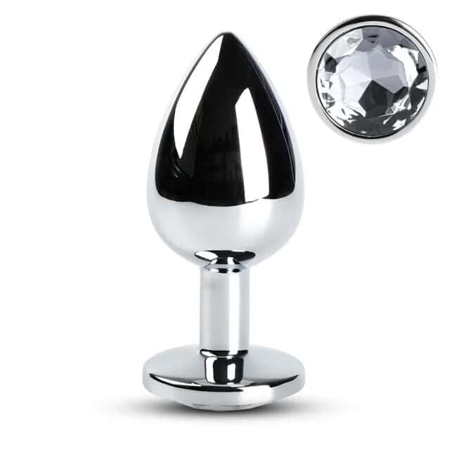 Large Metal Anal Plug With Clear Crystal Large Metal Anal Plug With Clear Crystal