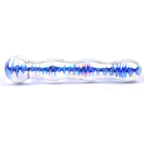 Blue Wavy Glass Dildo Blue Wavy Glass Dildo