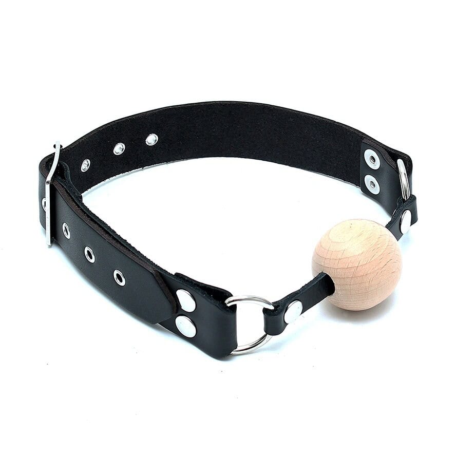 Leather Gag With Wooden Ball Leather Gag With Wooden Ball