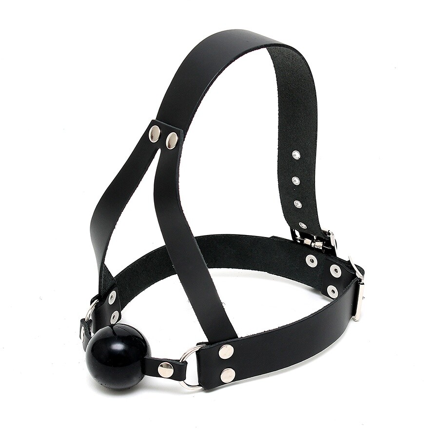 Leather Ball Gag And Head Harness Leather Ball Gag And Head Harness